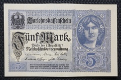 Germany, 5 Mark 1917 Wilhelm II (1888-1918) Pick 56 b, Crisp UNC