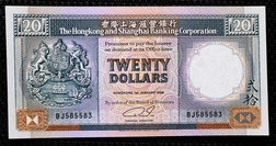 Hong Kong China, 20 Dollars Banknote 1989, Crisp UNC