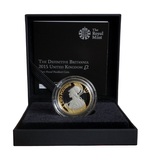 2015 Royal Mint Piedfort Definitive Britannia £2 Two Pound Silver Proof Coin Box & Certificate, obverse toning, aFDC