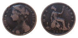 1875H Penny, FAIR & Very Rare