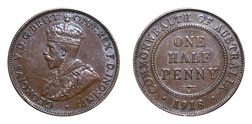 Australia, 1918 Half penny, GVF Rare