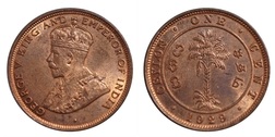 Ceylon 1929 One Cent, aUNC Good Lustre