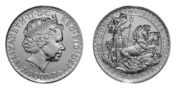 2009 One Ounce Silver (0.999) Britannia, Issued in capsule, UNC