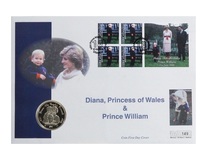 Pre-Owned Sierra Leone, 10 Dollars 1997 (Diana - Princess of Wales with William & Harry, Silver, large Coin Cover, FDC