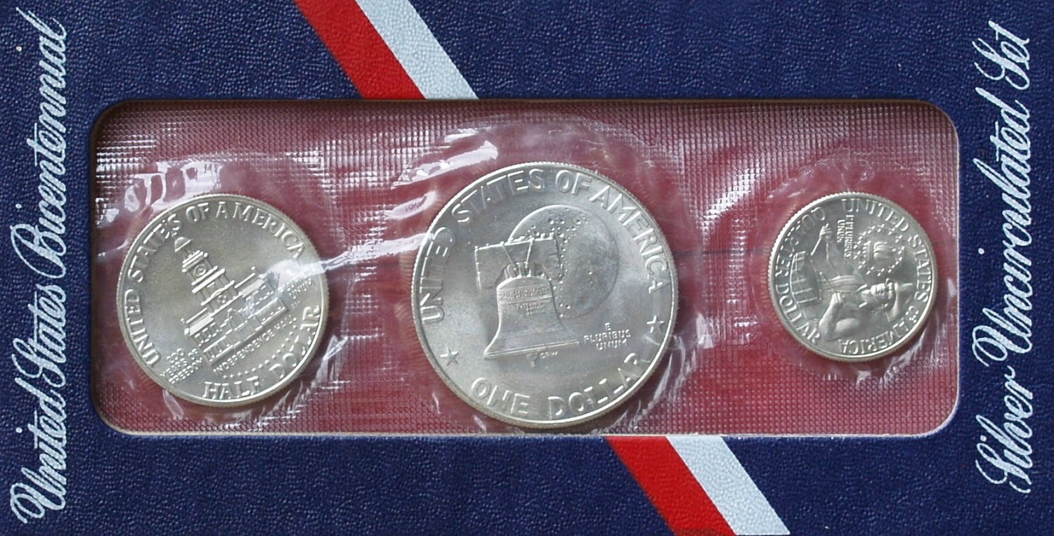 1976 US Bicentennial 3 Coin Silver Uncirculated Set 