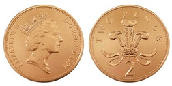 Decimal 1991 Two Pence Coin, ex Set Choice BU