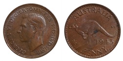 Australian, 1943 Bronze Penny, GVF