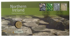 One Pound, 2001 First Day Cover reverse representing Northern Ireland, issued by the Royal Mint UNC