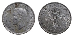 1945 Florin, obverse stains, 20869
