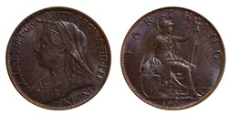 1900 Farthing Mint Toned, EF 7399
