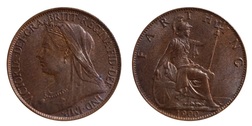1900 Farthing, Mint toned EF 891