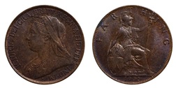 1900 Farthing, Mint Toned aEF 7401