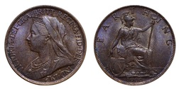 1900 Farthing, Mint toned GEF 8888