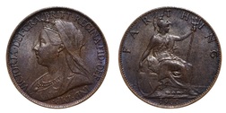 1900 Farthing, Mint toned EF 7362