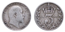 1908 Edward VII. Silver 3d, Fine 49545