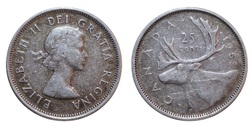 Canada, 1953 Silver 25 Cents, GF