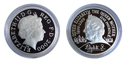 2000 Five Pounds Queen Elizabeth 'The Queen Mother' Silver Proof, FDC in capsule only