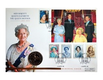 Ascension Island, 1995 50 pence 'Queen Elizabeth The Queen Mother 1900 - 2002 Memorial' First Day Coin Cover, by Mercury