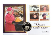 Falkland Islands, 2002 50 Pence 'Queen's Golden Jubilee' First Day Coin Cover, by Mercury 76333