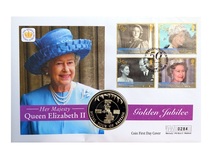 Falkland Islands, 2002 50 Pence 'Queen's Golden Jubilee' First Day Coin Cover, by Mercury 76462