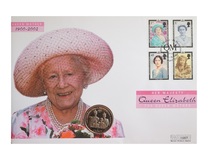 Turks & Caicos Islands, 2002 5 Crowns 'The Queen Elizabeth the Queen Mother Memorial' Large First Day Coin Cover 76463