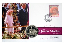 Isle of Man, 2002 1 Crown 'The Queen Mother Memorial' First day cover by Mercury. UNC 746342
