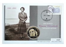 Isle of Man, 2002 1 Crown 'H.M. The Queen Mother Life and Times' First day cover by Mercury. 76348