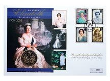 Alderney, 1990 £2 'Celebrating H.M. the Queen Mother's 90th Birthday' large First Day Coin Cover, UNC