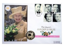 Gibraltar 2002 One crown 'Queen Elizabeth II Golden Jubilee' large First day cover by Mercury, UNC 76450