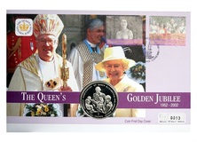 Gibraltar,1997 One Crown 'Golden wedding anniversary' First day cover by Mercury, UNC 0013
