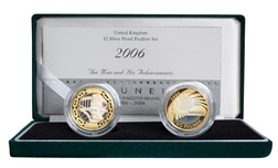 Pre-Owned 2006 UK Proof Piedfort Isambard Kingdom Brunel £2 Silver 2-coin set