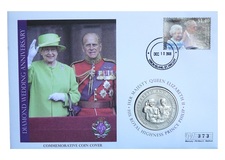 Cook Islands, 2008 One Dollar 'H.M. Queen Elizabeth II Diamond wedding anniversary Mercury coin cover 373