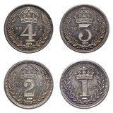 1952 Maundy Set, (4 Coins) 4d to 1d, EF in contemporary case