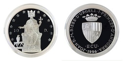 Andorra, 1996 Official ECU 10 Diners 'Frederic II' Silver Proof in Capsule, FDC
