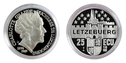 Luxembourg, 1996 Official 25 ECUs Commemorative "Grand Duchess Charlotte" Silver Proof in capsule, FDC