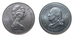 Isle of Man, 1976 One crown 'Bicentenary of American Independence' Copper-Nickel, UNC