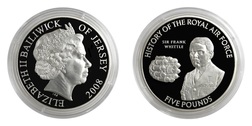 Jersey, 2008 Five Pounds RAF "SIR FRANK WHITTLE" Silver Proof in Capsule FDC