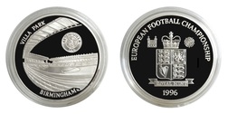 EUROPEAN FOOTBALL CHAMPIONSHIP '96  "Villa Park" Royal Mint Issue Silver Medal, Proof FDC
