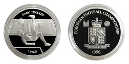 EUROPEAN FOOTBALL CHAMPIONSHIP '96 "GARY LINEKER" Royal Mint Issue Silver Medal, Proof FDC