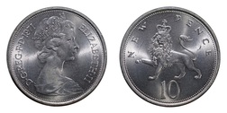 1971 Decimal 10 pence, aUNC