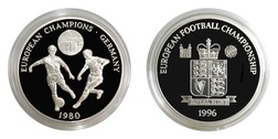 EUROPEAN FOOTBALL CHAMPIONSHIP '96 "THE 1980 EUROPEAN CHAMPIONS GERMANY" Royal Mint Issue Silver Medal, Proof FDC