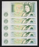 Bank of England, £1 Banknotes (5) Consecutive run of D.H.F Somerset, GEF CU82 290565-69