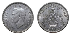 38821 Silver One Shilling, Scot 1943, GVF