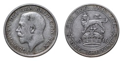 39337 Silver One Shilling 1916, GF