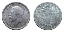 39384 George V Silver 1919 Half crown, Scarce GF