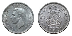 78292 Silver One Shilling English 1944, GVF