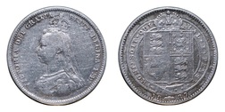 80003 Silver One Shilling 1887, FAIR