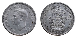 80032 Silver George VI English Shilling, VF