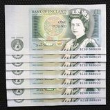 Bank of England, £1 Banknotes (7) Consecutive run of D.H.F Somerset BZ33 569030-36 GEF