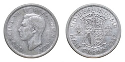 21379 George V Silver 1937 Half crown, VF